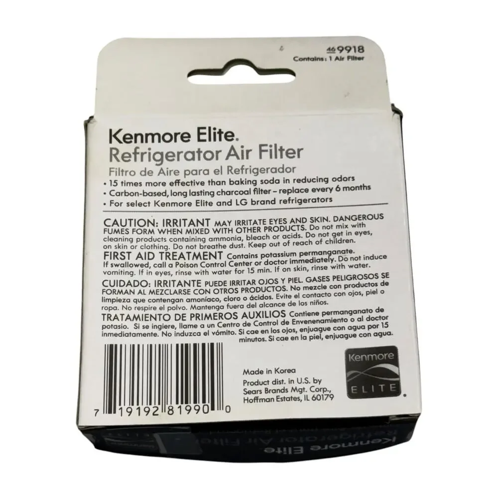 Kenmore Elite 469918 Refrigerator Charcoal Air Filter Sealed LG Compatible - Picture 3 of 6